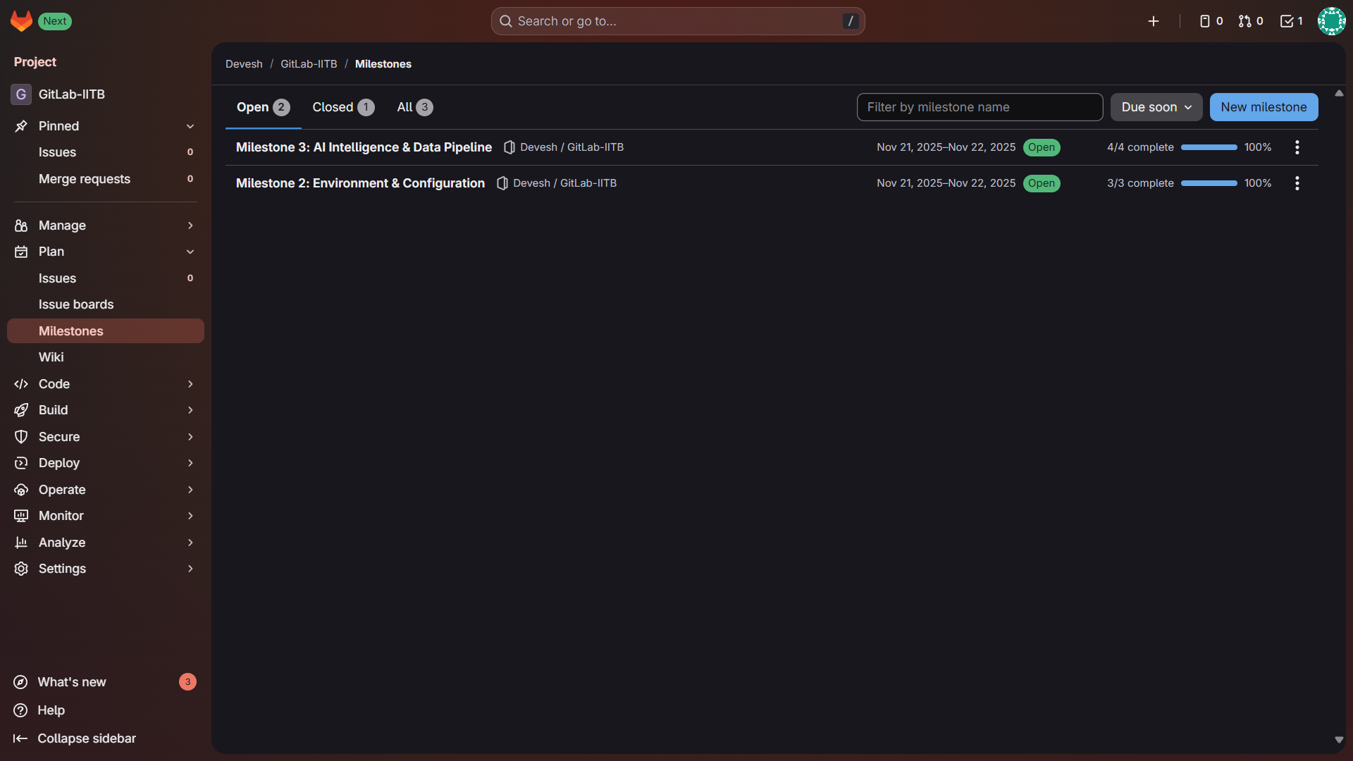 Milestones & Planning